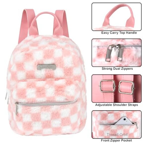 Mini Plush Tablet Backpack for Work College Commuting Travel main image 5